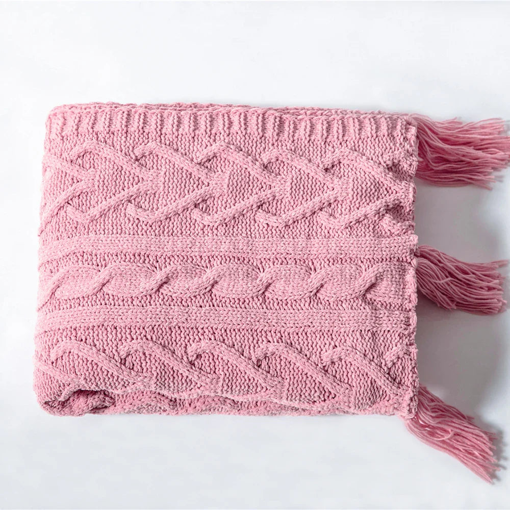 HeartKnit Kuscheldecke aus Chenille | Strickdesign | Für Bett & Sofa | Weich & Gemütlich