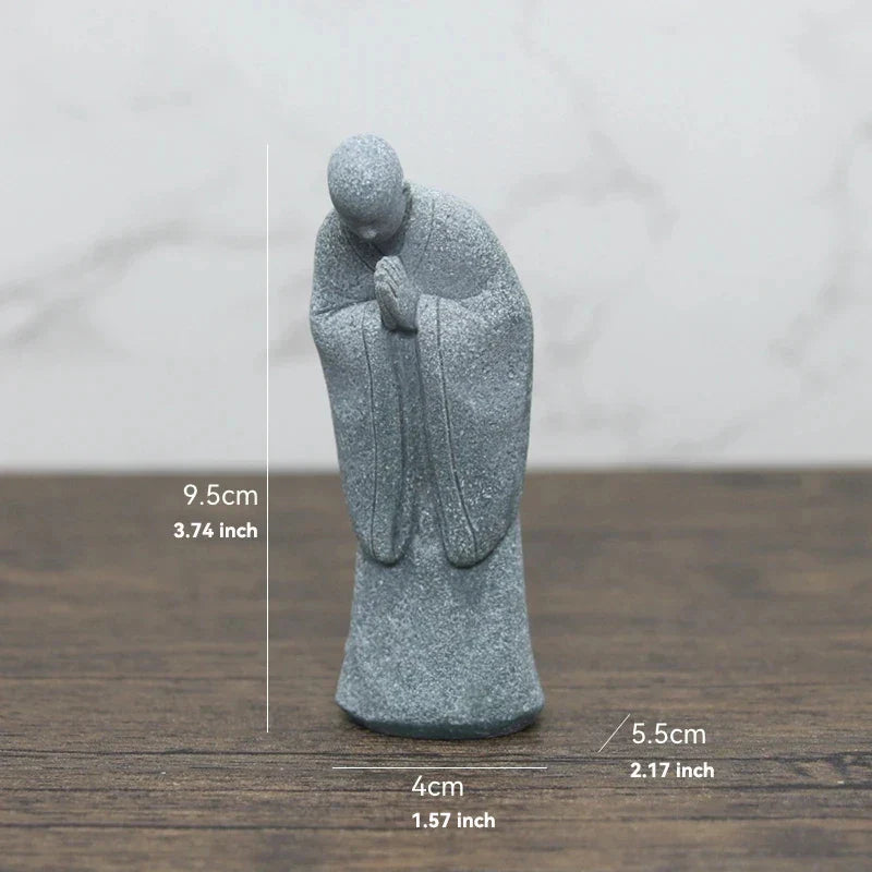TranquilStone Buddha Figuren Set | Meditative Mönchs Statuen | Zen Garten Dekoration | Achtsamkeit & Feng Shui Deko für Zuhause