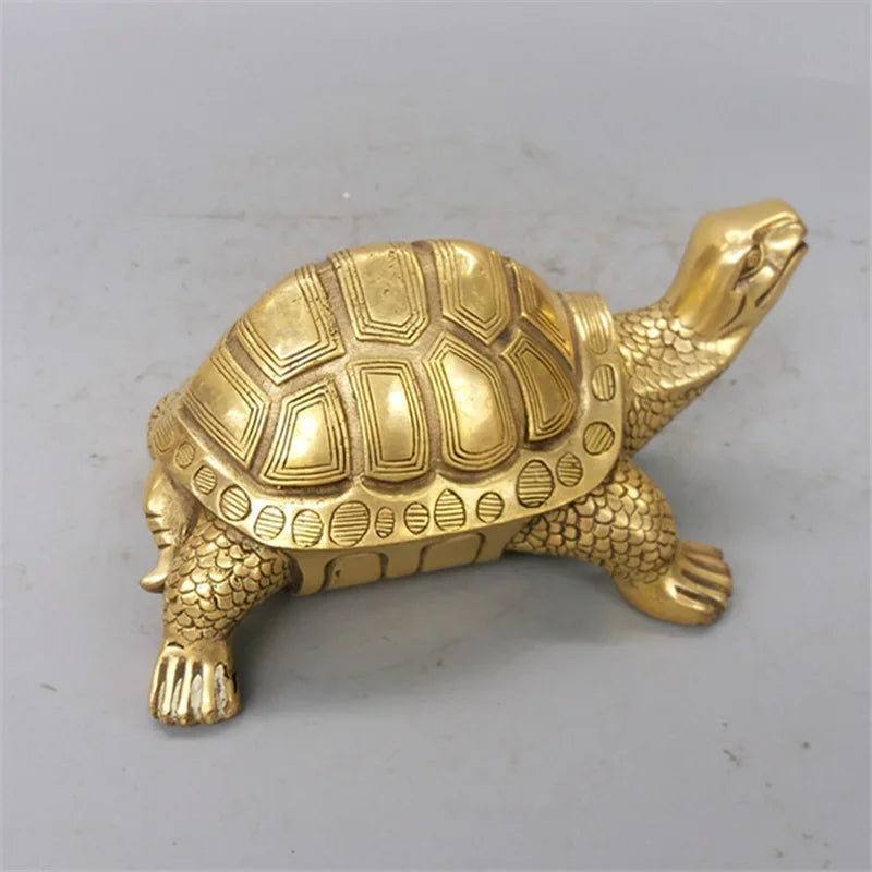 TortoGlow Messing Feng Shui Schildkröte | Glücksbringer | Langlebigkeit & Schutz | Haus- & Bürodekoration | Elegante Skulptur