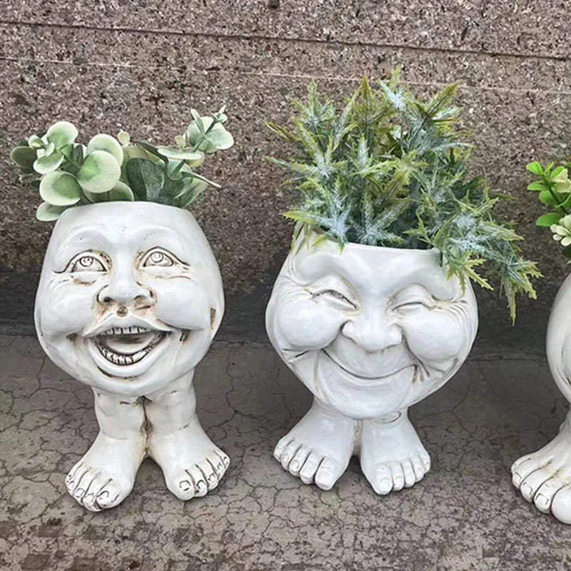 FunnyFace Charakter Pflanzentöpfe | Lustige Blumentöpfe mit Persönlichkeit | Indoor & Outdoor Deko