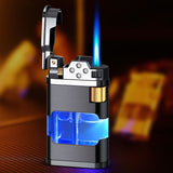 Flamora Metall Gasfeuerzeug | Winddichtes Blau-Flamme Design | Nachfüllbar | Elegantes Accessoire