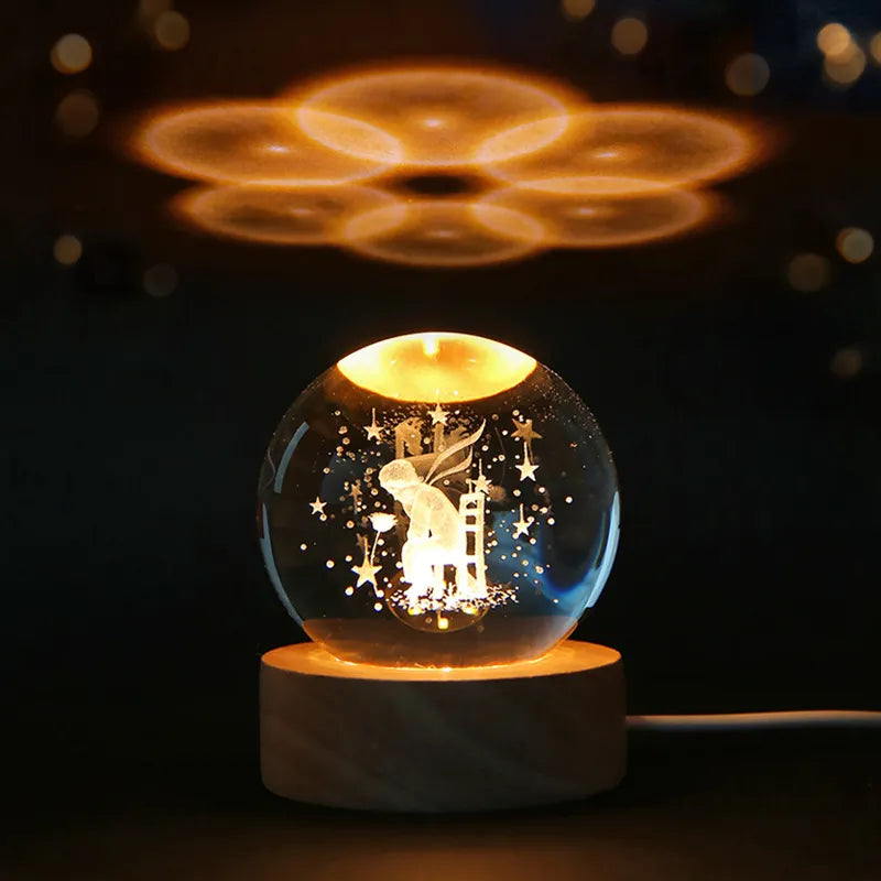 LumoAurora 3D Kristall Nachtlicht | LED Dekorationslampe | Kabellos | Farbwechsel | Einzigartige Geschenkidee