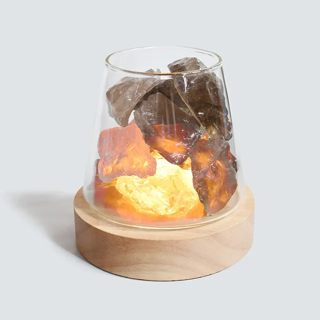 PureAura Kristallleuchte | Himalaya Salzlampe mit Öl-Diffusor | Nachtlicht & Luftreinigung
