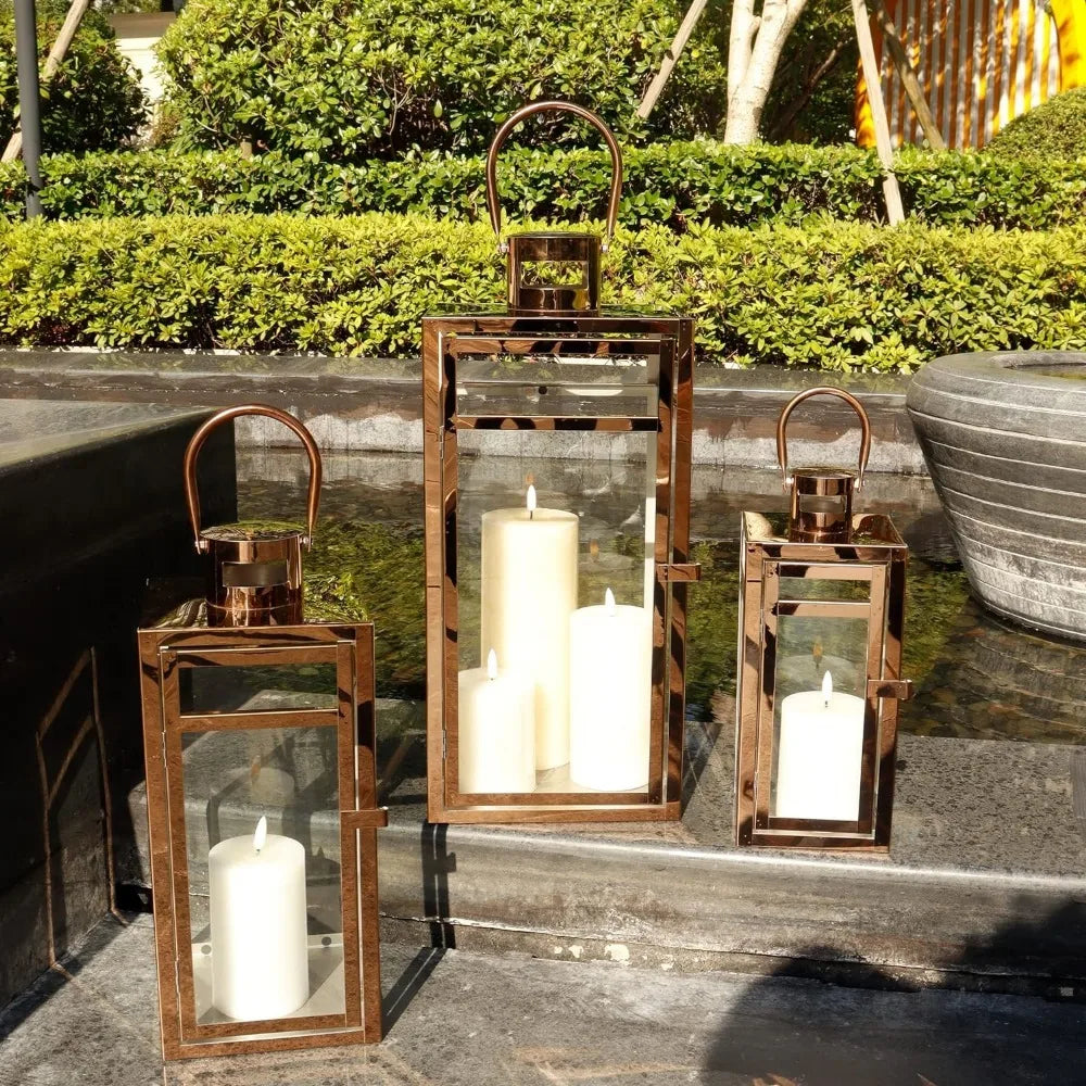 LanternaLuxe Kerzenlaternen 3er-Set | Outdoor Laternen für Garten & Terrasse | Elegantes Design | Windlicht