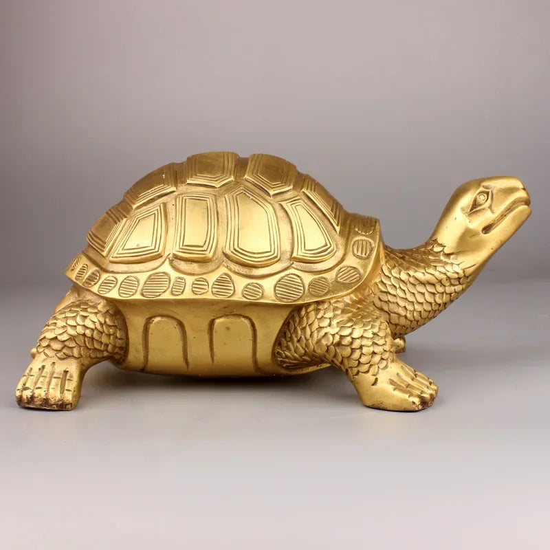 TortoGlow Messing Feng Shui Schildkröte | Glücksbringer | Langlebigkeit & Schutz | Haus- & Bürodekoration | Elegante Skulptur