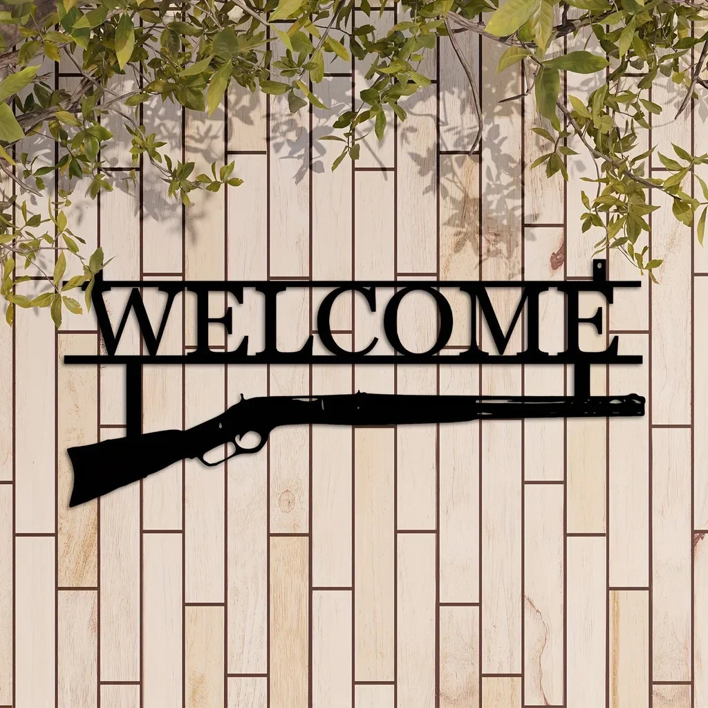 HuntArt Metall Welcome Schild | Jagd Deko | Wandkunst für Zuhause | Metall Wanddekoration