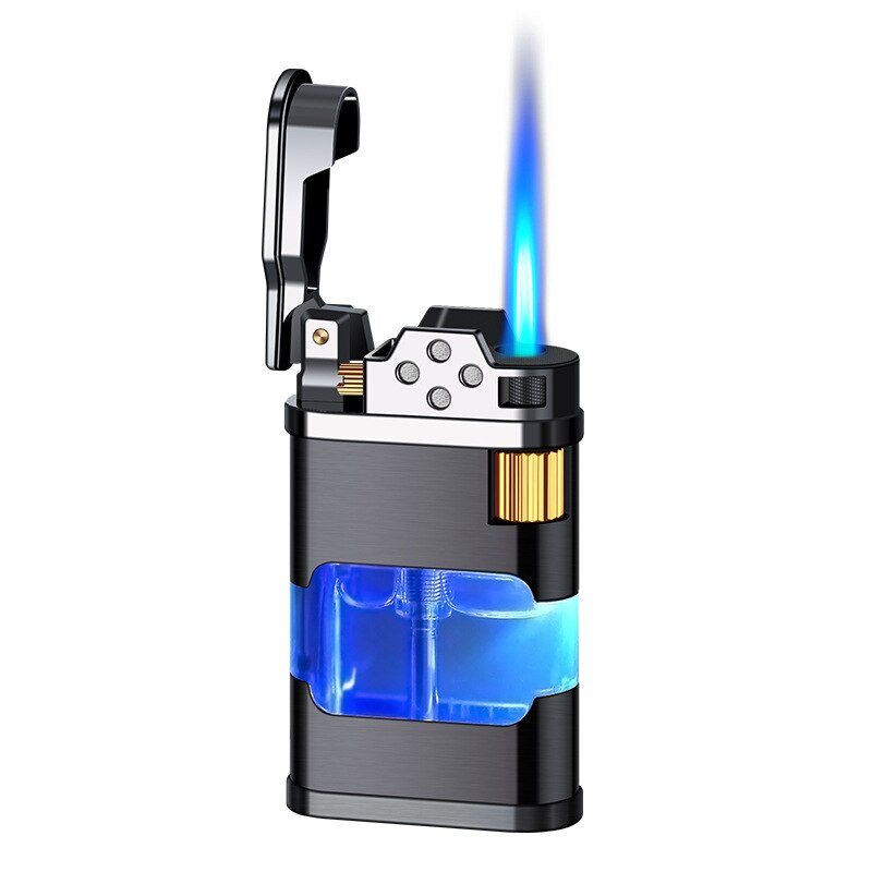 Flamora Metall Gasfeuerzeug | Winddichtes Blau-Flamme Design | Nachfüllbar | Elegantes Accessoire