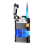 Flamora Metall Gasfeuerzeug | Winddichtes Blau-Flamme Design | Nachfüllbar | Elegantes Accessoire