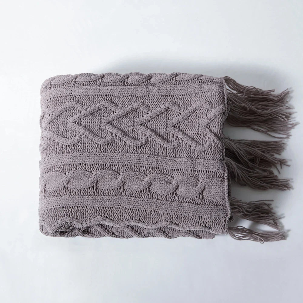 HeartKnit Kuscheldecke aus Chenille | Strickdesign | Für Bett & Sofa | Weich & Gemütlich