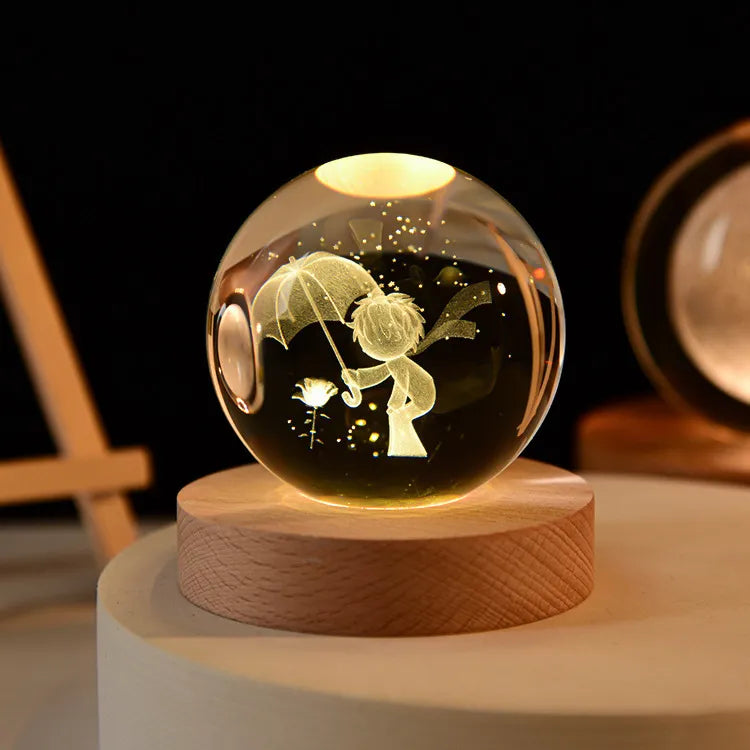 LumoAurora 3D Kristall Nachtlicht | LED Dekorationslampe | Kabellos | Farbwechsel | Einzigartige Geschenkidee