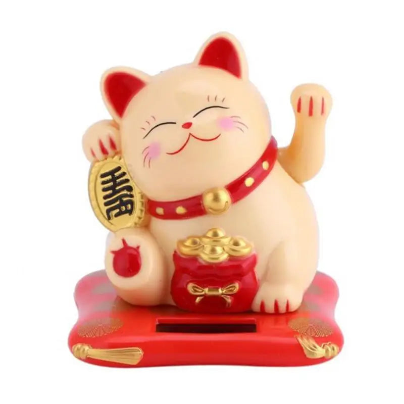LuckyMiko Chinesische Glückskatze | Winkende Katze mit Beweglichem Arm | Feng Shui Dekoration für Zuhause & Büro | Symbol für Wohlstand