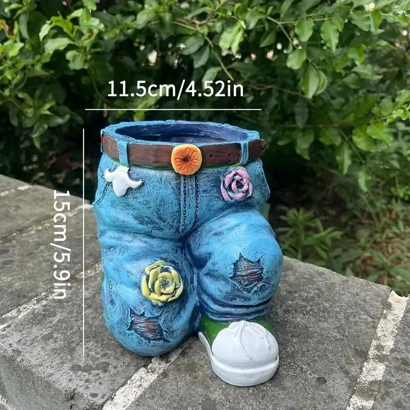 Gardenia Retro-Design Gartenpflanztopf | Vintage Denim Look | Outdoor & Indoor Deko