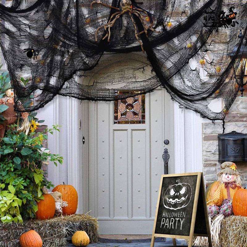 CreepyWeb Dehnbares Spinnennetz | Künstliche Halloween-Dekoration | Gruselige Party-Requisiten & Horrorhaus-Deko