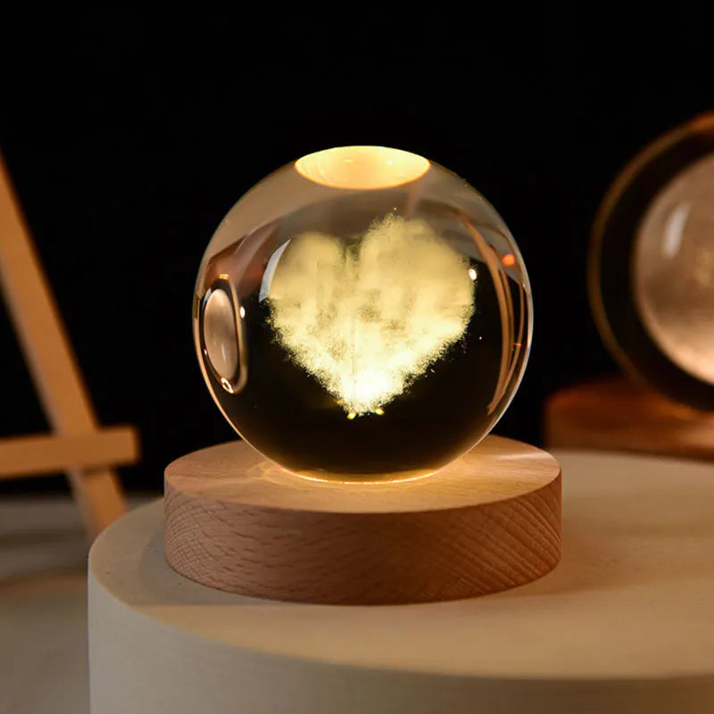 LumoAurora 3D Kristall Nachtlicht | LED Dekorationslampe | Kabellos | Farbwechsel | Einzigartige Geschenkidee