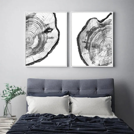 TimberArt Baumstumpf Leinwand | Naturinspirierte Wanddekoration | Holzoptik Kunst für Zuhause