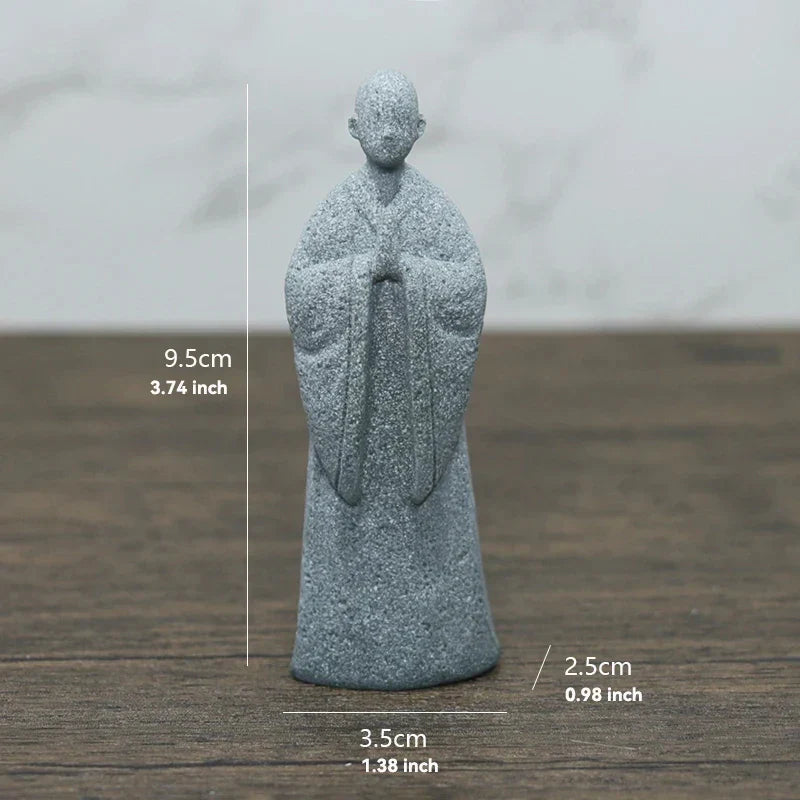 TranquilStone Buddha Figuren Set | Meditative Mönchs Statuen | Zen Garten Dekoration | Achtsamkeit & Feng Shui Deko für Zuhause