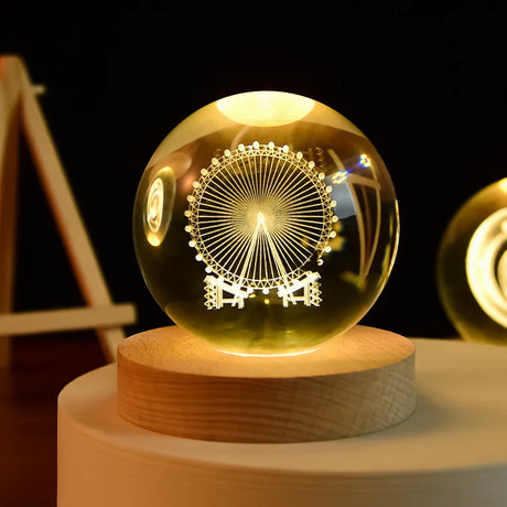 LumoAurora 3D Kristall Nachtlicht | LED Dekorationslampe | Kabellos | Farbwechsel | Einzigartige Geschenkidee
