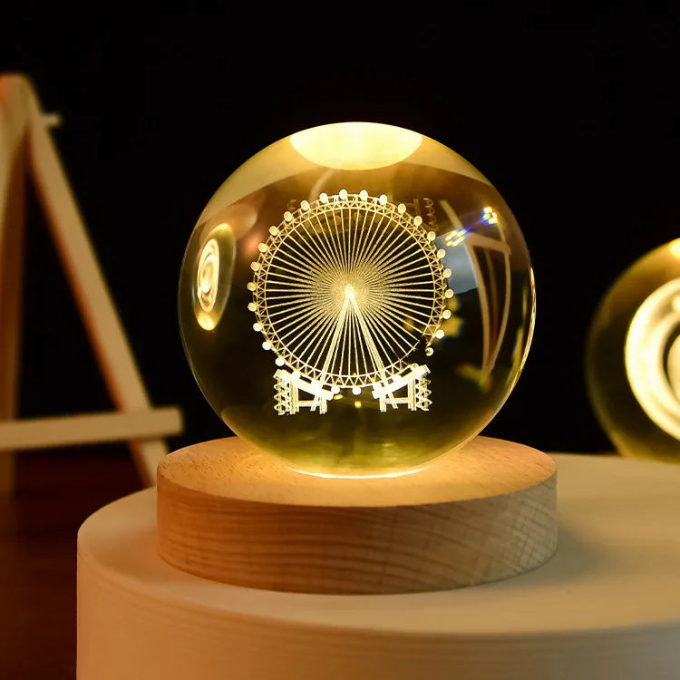LumoAurora 3D Kristall Nachtlicht | LED Dekorationslampe | Kabellos | Farbwechsel | Einzigartige Geschenkidee