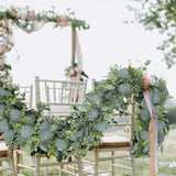 EucaGreen™ Eukalyptus Girlande 2er Set | Kunstpflanzen Deko | Ideal für Hochzeit, Tischdeko & Wanddekoration