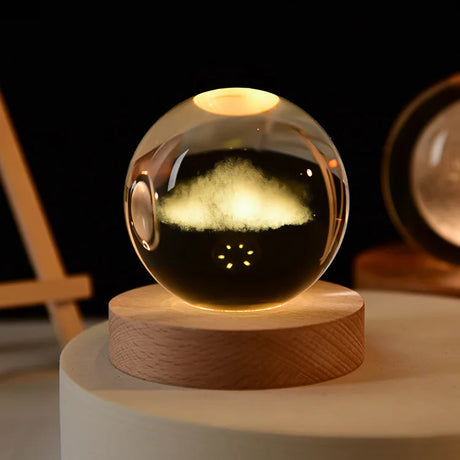 LumoAurora 3D Kristall Nachtlicht | LED Dekorationslampe | Kabellos | Farbwechsel | Einzigartige Geschenkidee