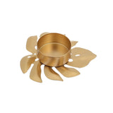 LumiLeaf Monstera Kerzenhalter aus Eisen | Gold & Grün | Tropisches Design | Wohn- und Tischdeko