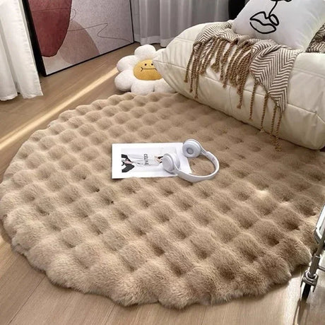PlushCircle Rundteppich aus Kunstfell | Weich wie Kaninchenfell | Hochwertige Deko für Zuhause