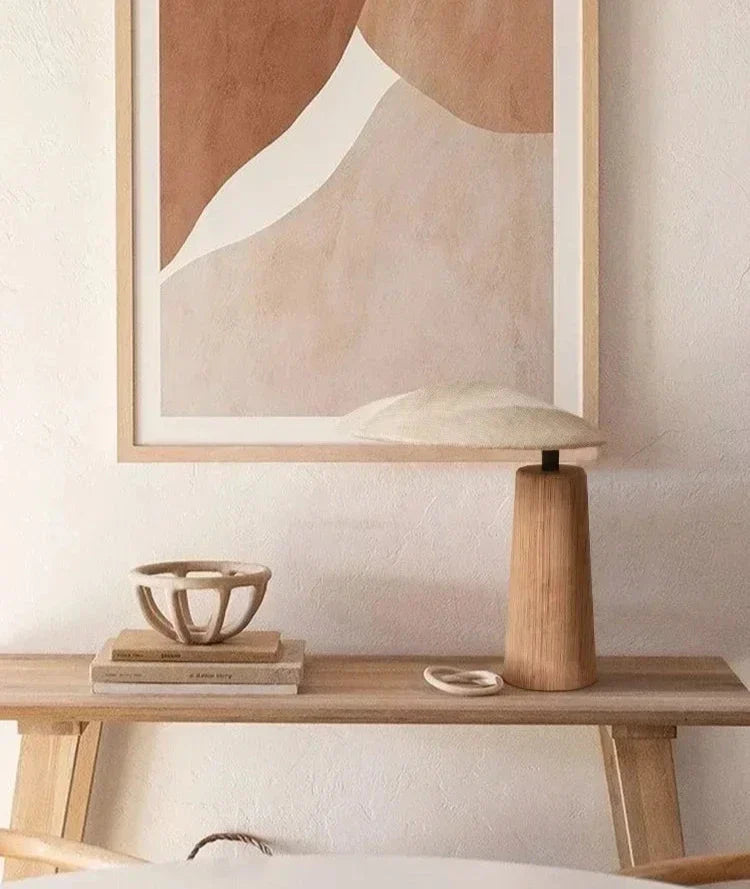 TimberZen LED Tischlampe aus Holz | Vintage Stil | Entspannungslicht für Wohnzimmer & Büro