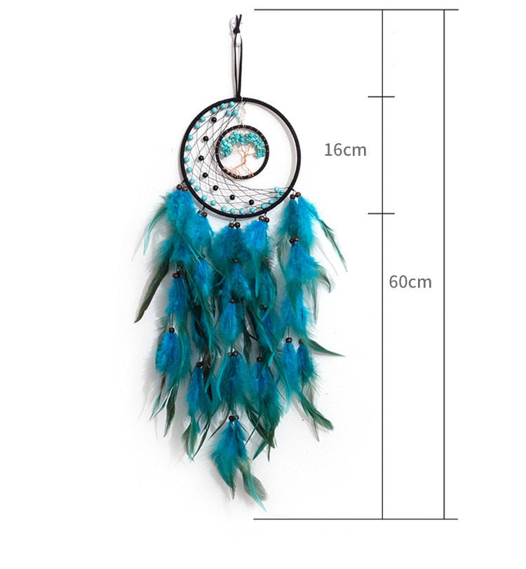 DreamTree Kristall-Traumfänger mit Lebensbaum | Boho-Dekoration | Handgefertigt | Spirituelles Wohnaccessoire