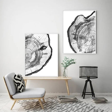 TimberArt Baumstumpf Leinwand | Naturinspirierte Wanddekoration | Holzoptik Kunst für Zuhause