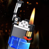 Flamora Metall Gasfeuerzeug | Winddichtes Blau-Flamme Design | Nachfüllbar | Elegantes Accessoire