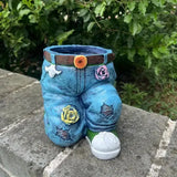 Gardenia Retro-Design Gartenpflanztopf | Vintage Denim Look | Outdoor & Indoor Deko