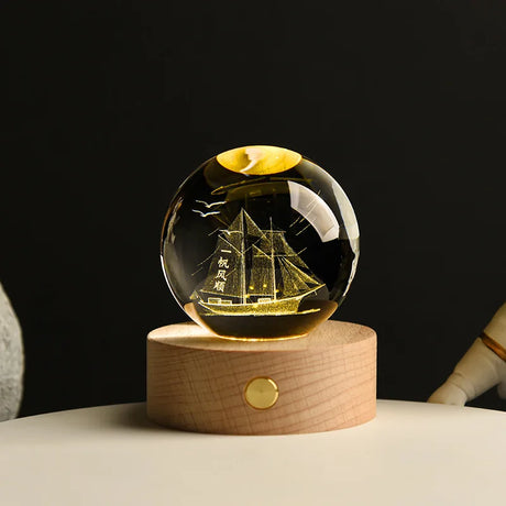 LumoAurora 3D Kristall Nachtlicht | LED Dekorationslampe | Kabellos | Farbwechsel | Einzigartige Geschenkidee