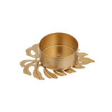 LumiLeaf Monstera Kerzenhalter aus Eisen | Gold & Grün | Tropisches Design | Wohn- und Tischdeko