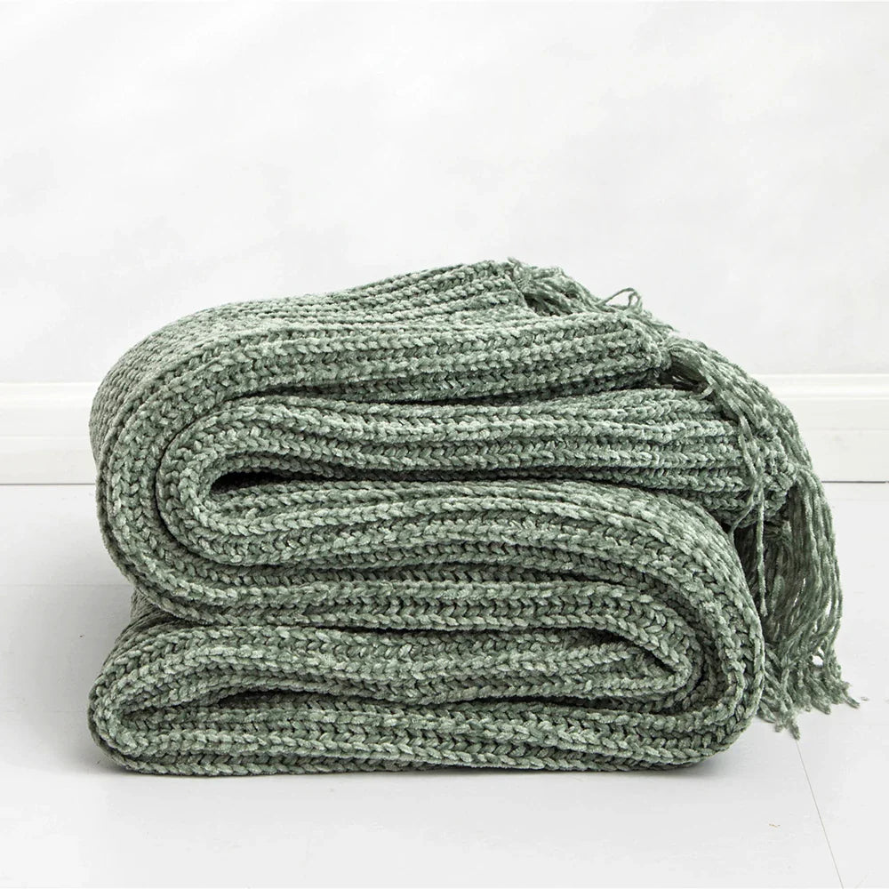 HeartKnit Kuscheldecke aus Chenille | Strickdesign | Für Bett & Sofa | Weich & Gemütlich