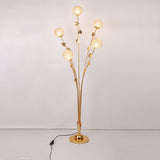 GlowLeaf Design Stehende Bodenleuchte | 5-Licht Lampe | Blatt- und Blumenmotiv | Wohnzimmer Luxusbeleuchtung