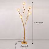 GlowLeaf Design Stehende Bodenleuchte | 5-Licht Lampe | Blatt- und Blumenmotiv | Wohnzimmer Luxusbeleuchtung