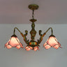 LuminoBloom Vintage Tiffany Kronleuchter | 3/5 Lichter | Glas & Eisen | Stilvolle Beleuchtung
