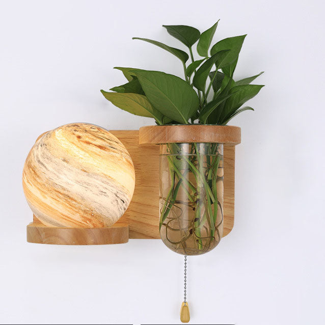 Orbano Wandleuchte | Modernes Eichenholz-Design | Planeten-inspirierter Stil | 1-flammig