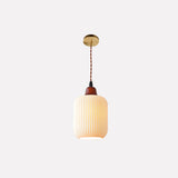 KyotoSphere Japanische Vintage Pendelleuchte | Gefaltete Keramik | Runde Holzkuppel | 1-flammig | Dekoratives Licht