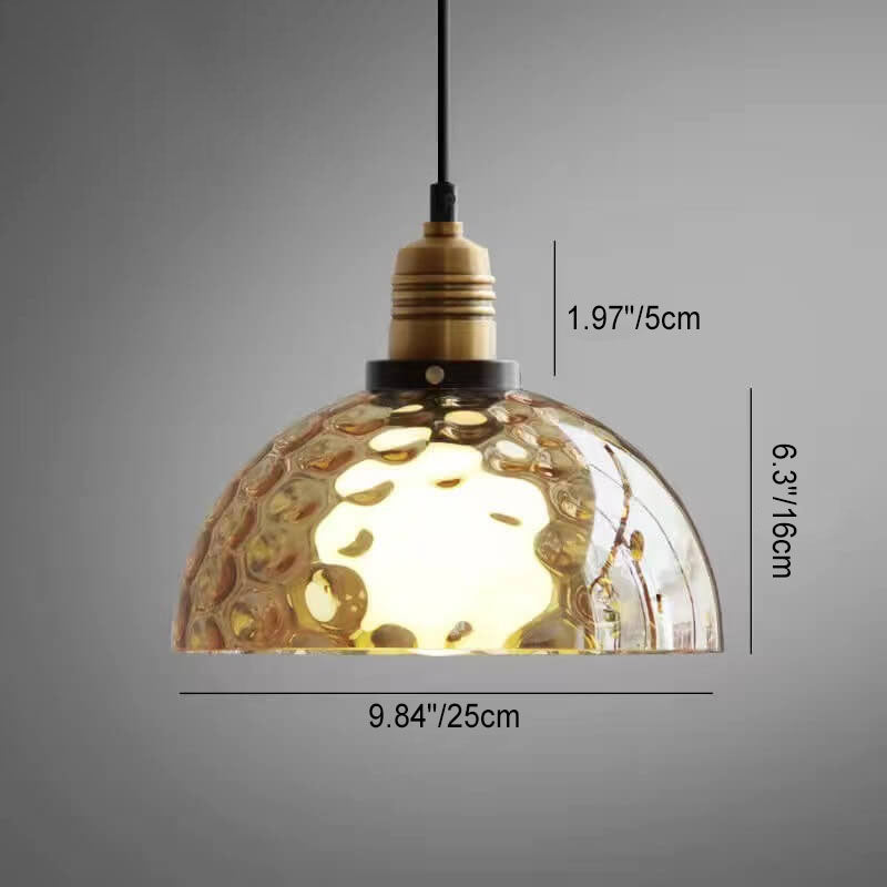 Glazenya Amber Pendelleuchte | Nordic Design | Wassermuster-Glaskuppel | Vintage 1-flammige Hängeleuchte