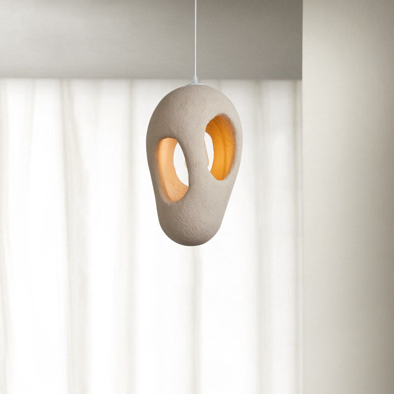 Resinoid Wabi-Sabi Pendelleuchte | Geometrisches Kreisdesign | Japanischer Stil | Einzigartige Beleuchtung