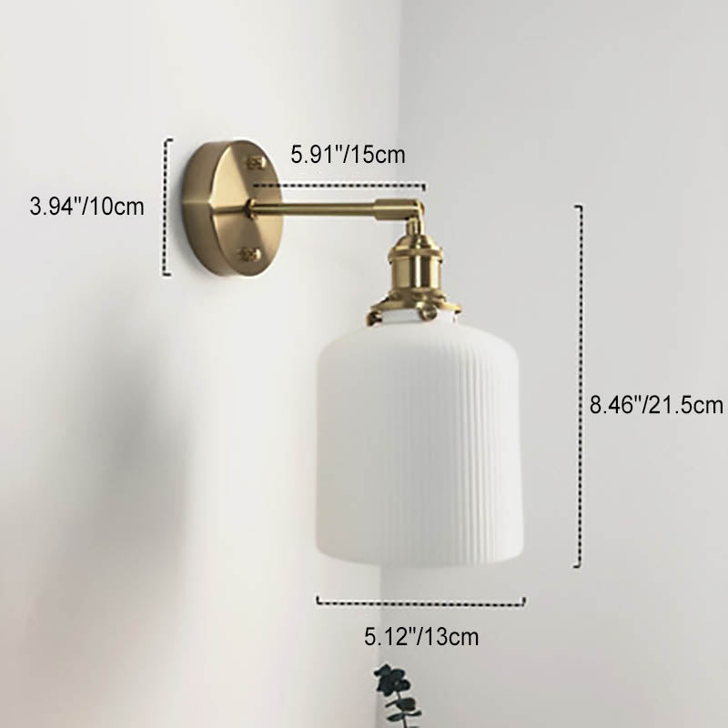 BrassGlow Japanische Retro Wandleuchte | Minimalistisches Design | Zylinder Oval | Messing & Lucite | 1-flammig