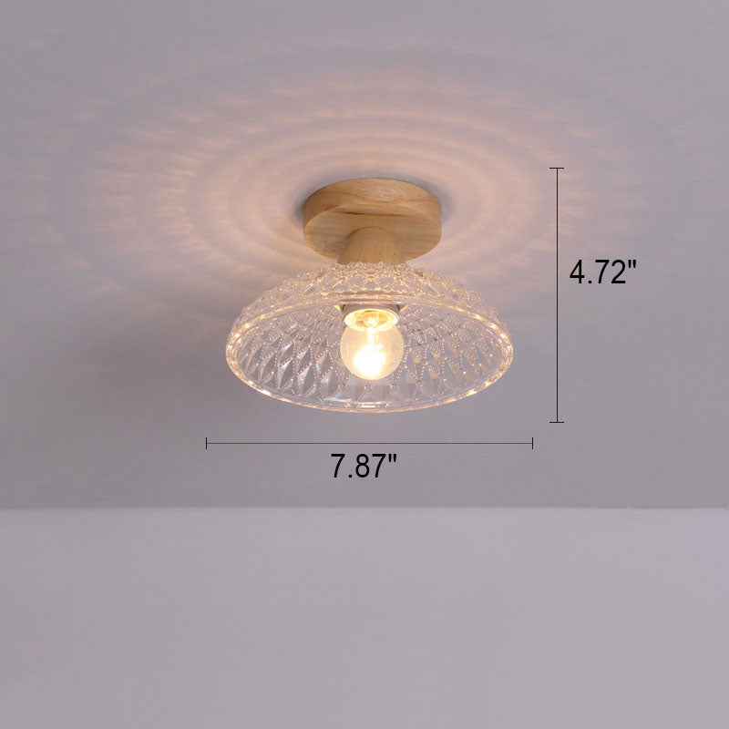 Logra Japanese Minimalist 1-Licht Semi-Flush Mount Deckenleuchte | Holz & Glas | Stimmungslicht | Deko für Zuhause