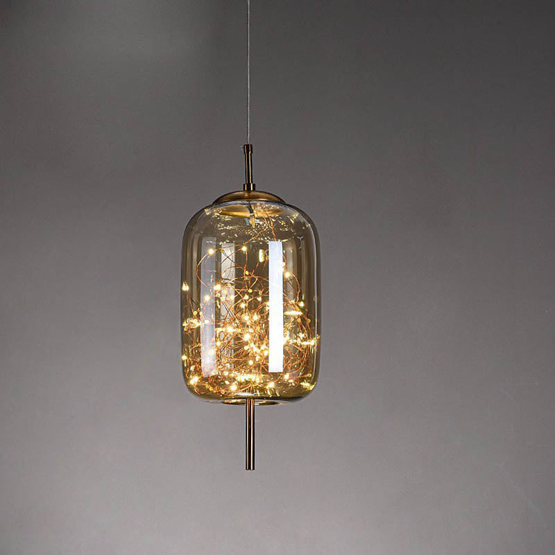 LumoSphere Nordic Pendelleuchte | Zylinder Oval Design | Glas-Lampe | Dimmbares LED Licht | Schlafzimmer & Wohnräume
