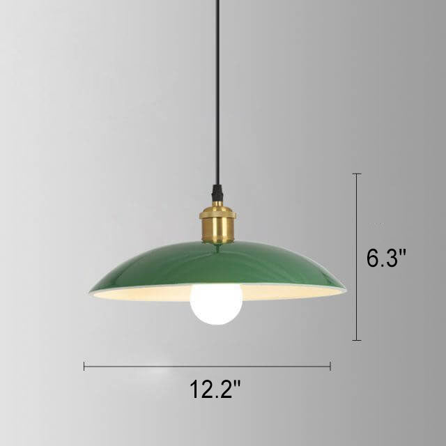 RetroDome Industrielle Vintage Pendelleuchte | Grünes Eisen-Kuppeldesign | Einzellicht | Rustikale Deckenbeleuchtung