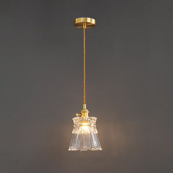 Bellux Glas Pendelleuchte | Modernes Glockenschirmdesign | Messingoptik | 1-flammig | Luxuriöse Beleuchtung