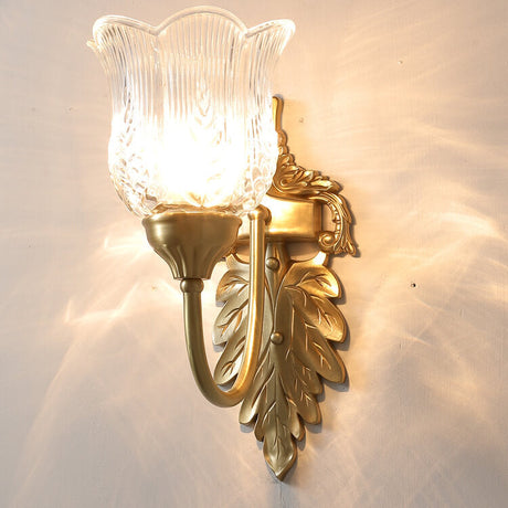 LustraBloom Vintage Wandleuchte | Messing & Glas | 1/2 Flammen | Elegantes Blütendesign