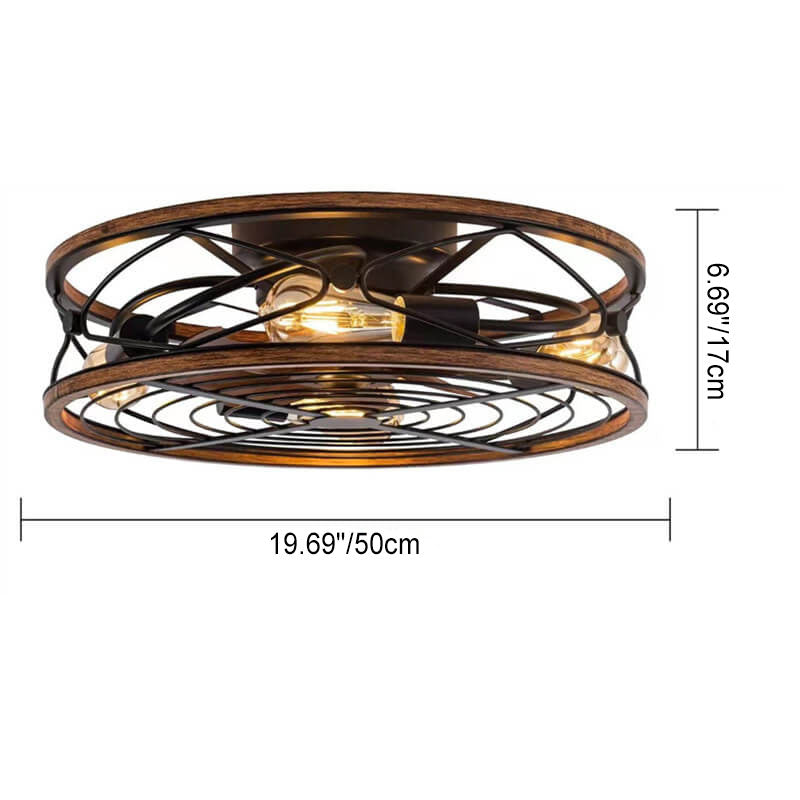 IronGlow Nordic Industrial Deckenleuchte mit Unsichtbarem Ventilator | Wrought Iron Design | 4-Licht | Kleine & Große Größen | Flush Mount