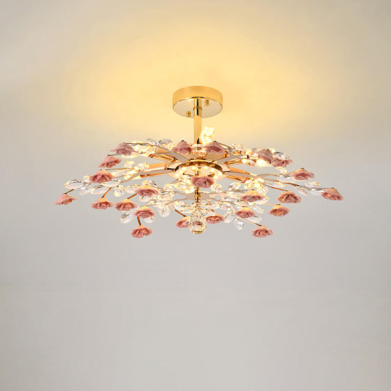 LustraRose Elegance | Keramik Kristall Kronleuchter | 6/7/8-flammig | Luxuriöse Beleuchtung
