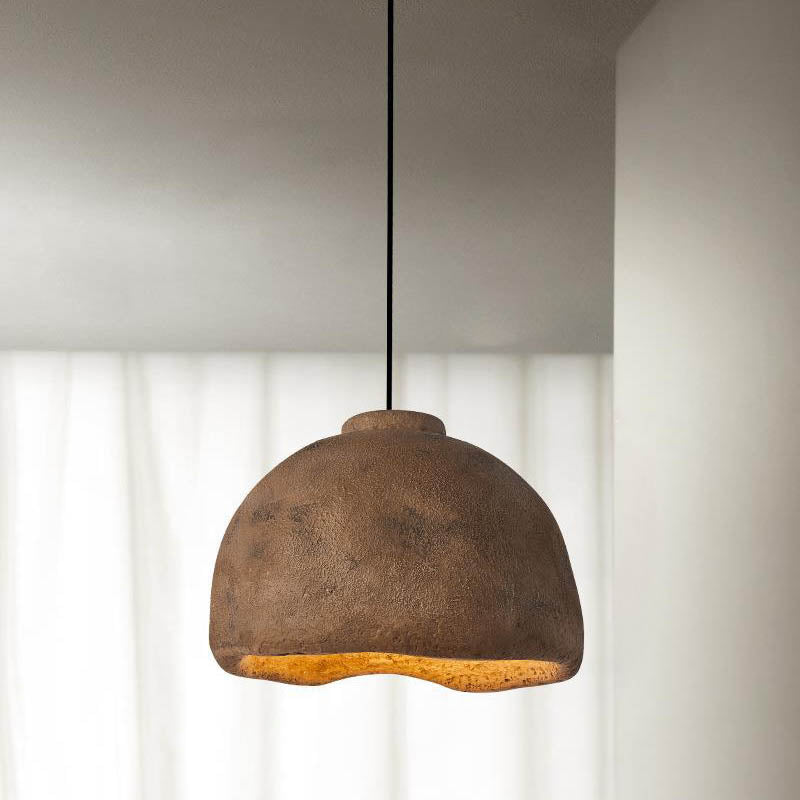 RockLume Pendelleuchte im nordischen Stil | Halbrund mit Steinstruktur | 1 Licht | Perfekt für Esszimmer